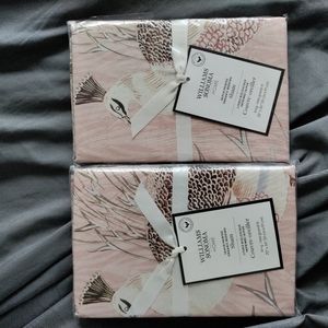 NWT Williams Sonoma King Pillow Shams Pink Peacock
